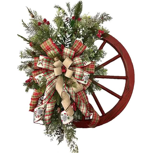 BowLift | Front Door Wood Vintage Winter Decorative Christmas Wreath