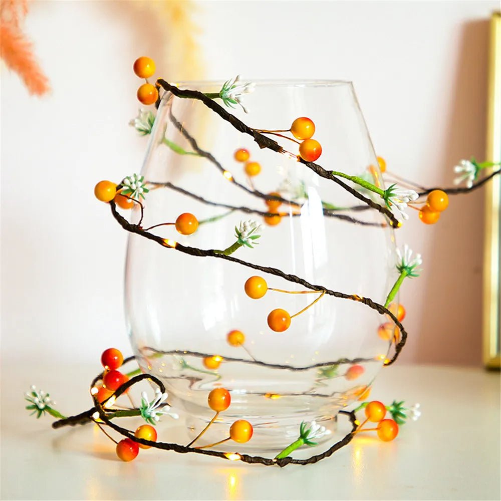 BowLift | Fruit And Flower String Lights – Battery-Powered Garland with Copper Wire, Perfect for Christmas, Thanksgiving, and Holiday Décor