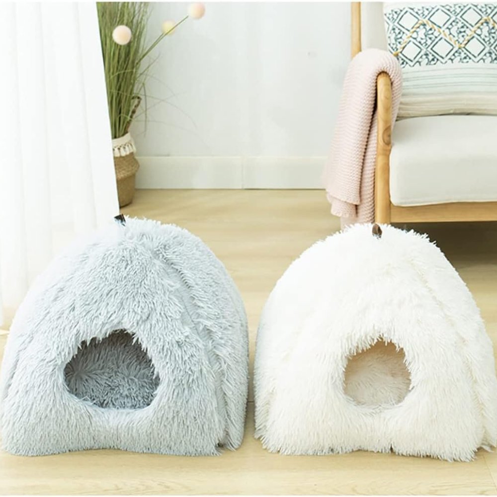 FurryHaven • Plush Cave Cat Bed - Plush Cave Cat Bed - BowLift