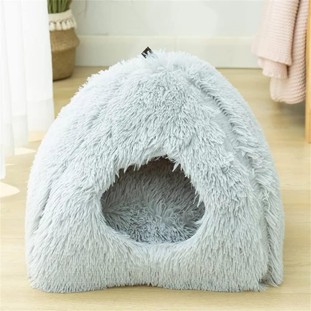 FurryHaven • Plush Cave Cat Bed - Plush Cave Cat Bed - BowLift