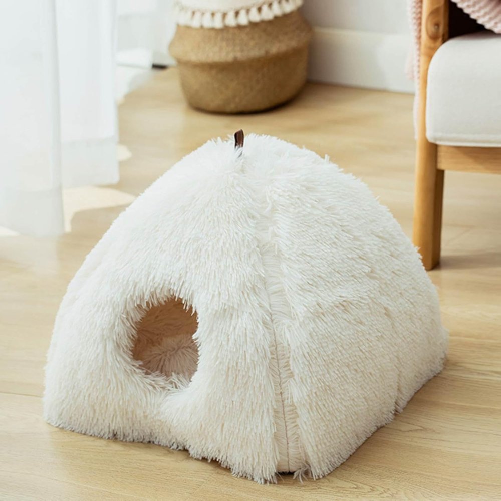 FurryHaven • Plush Cave Cat Bed - Plush Cave Cat Bed - BowLift