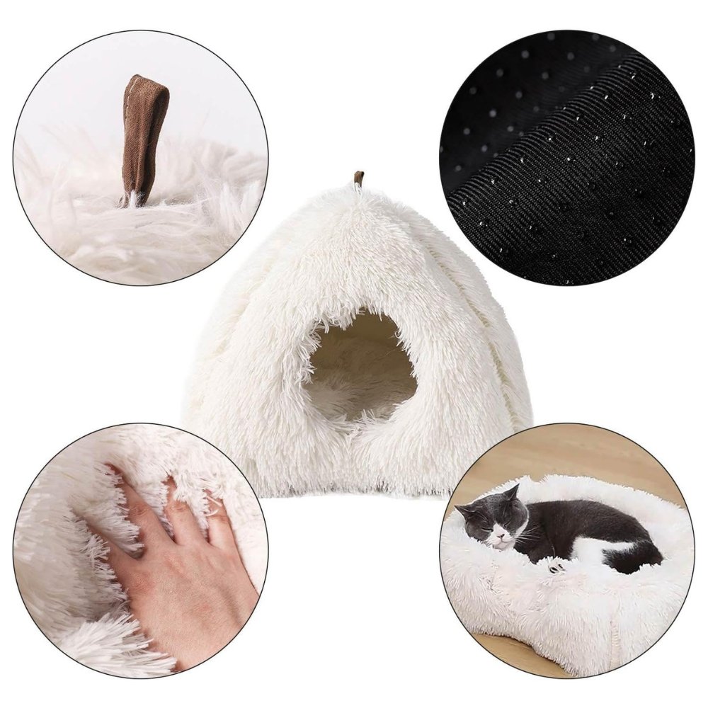 FurryHaven • Plush Cave Cat Bed - Plush Cave Cat Bed - BowLift