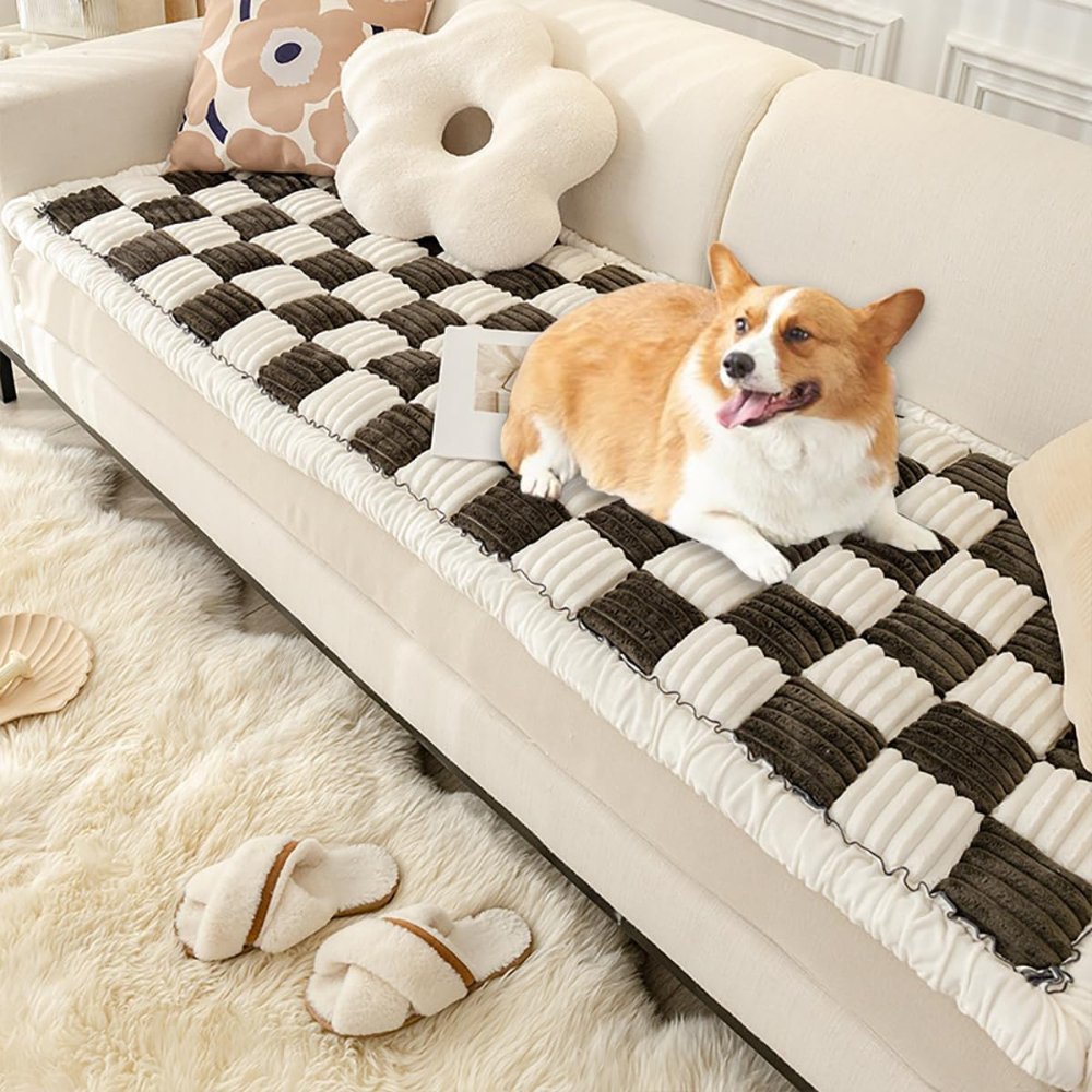 Fuzzy Cream • Colored Dog Sofa Cover - Dog Sofa Cover - BowLift