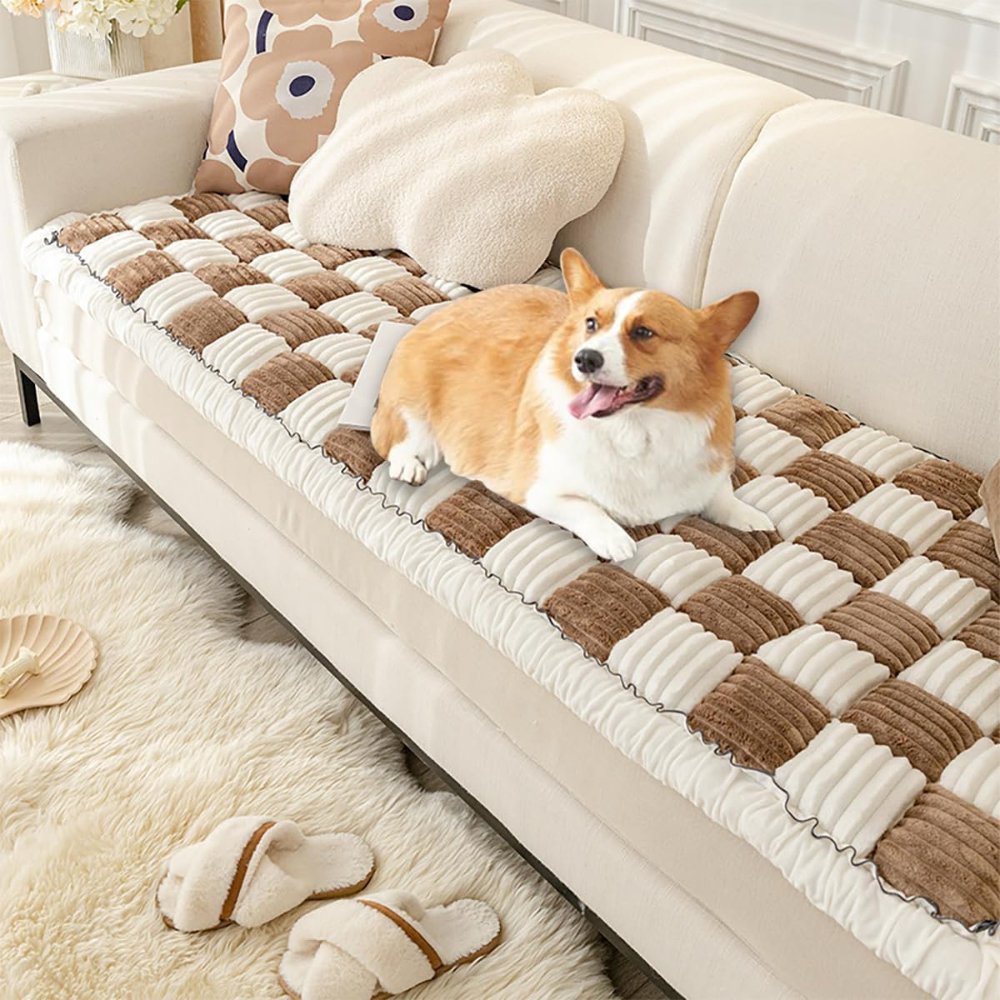 Fuzzy Cream • Colored Dog Sofa Cover - Dog Sofa Cover - BowLift