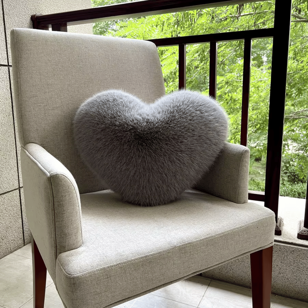 BowLift | HEARTLUX – Soft Faux Fur Heart Pillow for Modern Home Decor