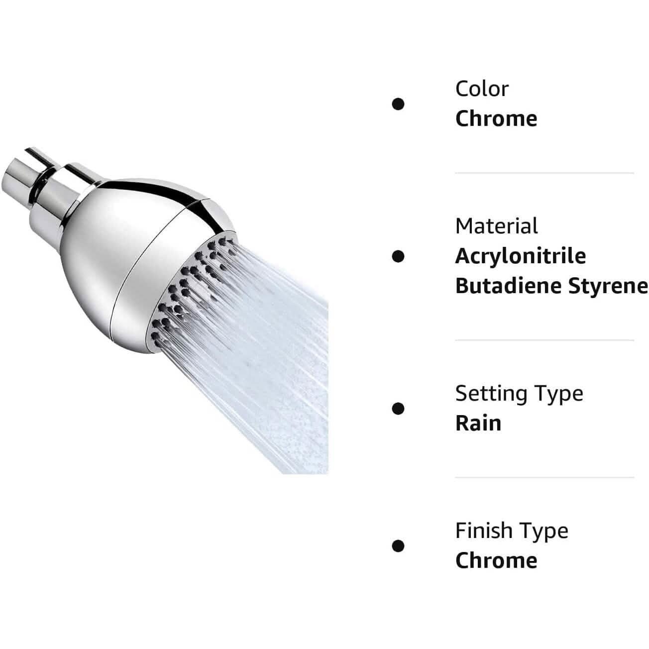 BowLift | High Pressure Showerhead 3" Anti-Clog Anti-Leak Fixed with Adjustable Swivel Ball Joint Made of Brass