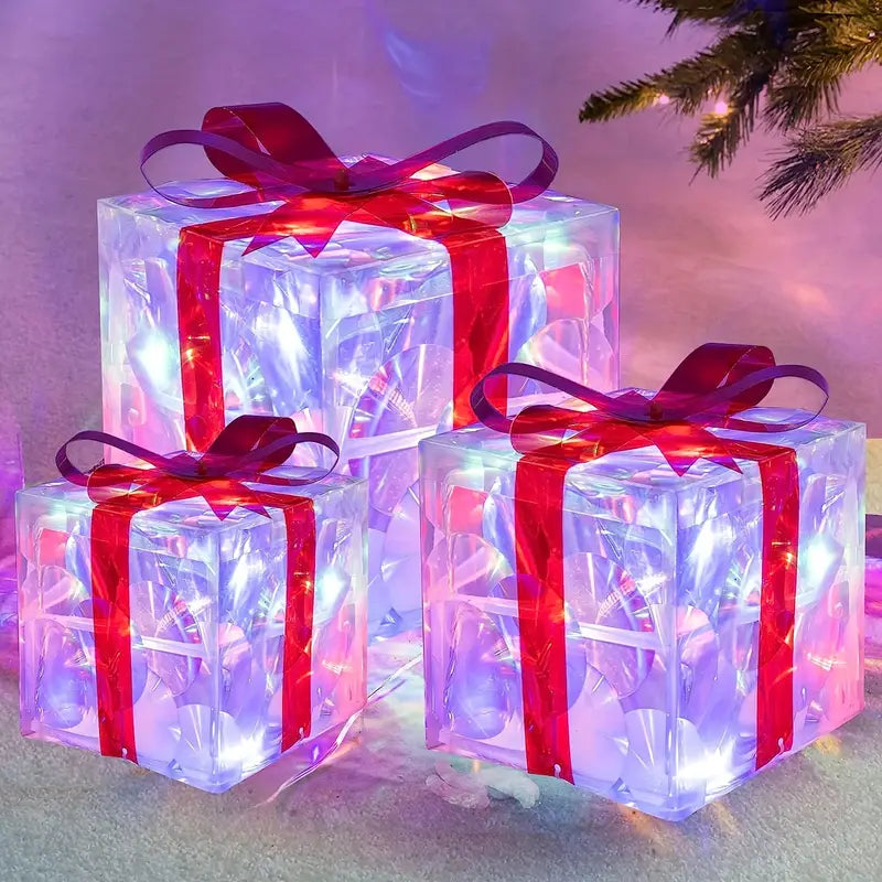 BowLift | GlowBox – LED Gift Boxes Set for Christmas Decoration (3 Pieces)