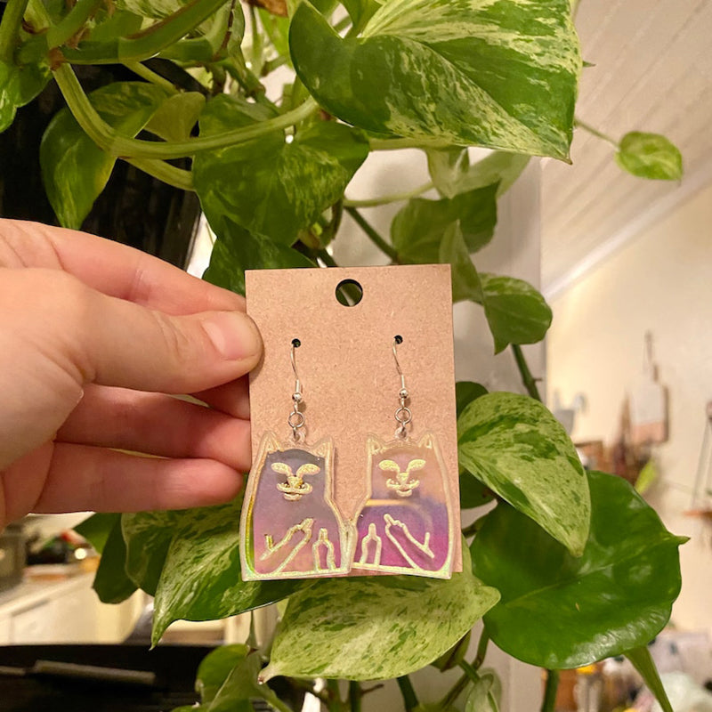 BowLift | Fun Cat Earrings with Middle Finger