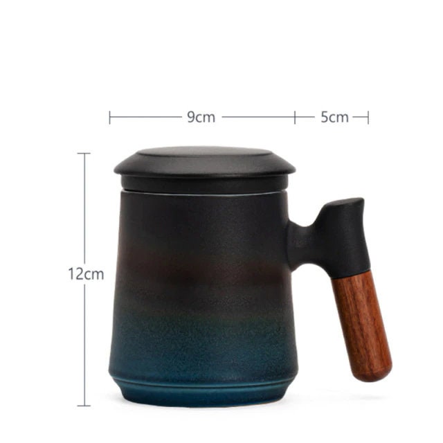 BowLift | Japanese Ceramic Tea Mug Set with Tea Strainer and Lid, Handmade