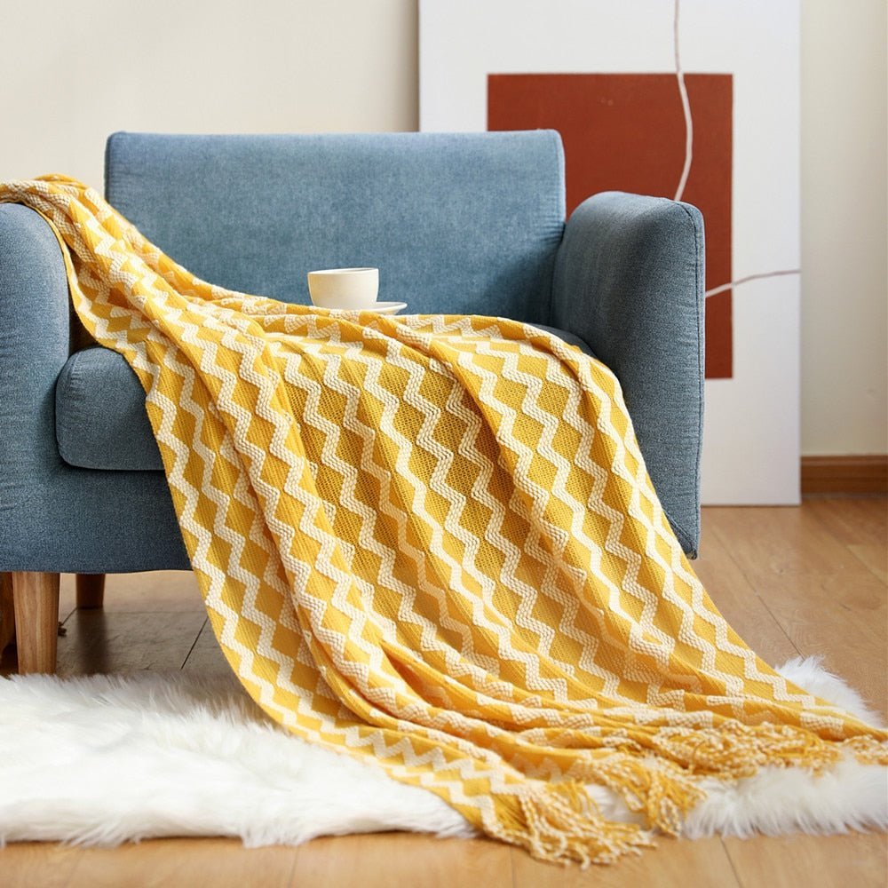 BowLift | Sofa Throw Knitted Cotton Decorative Blanket