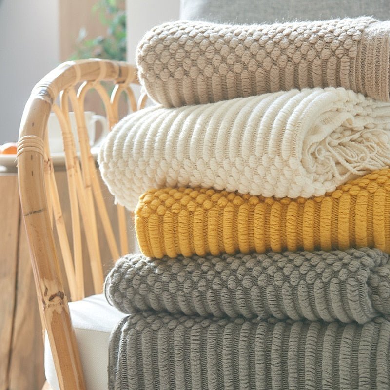 BowLift | Sofa Throw Knitted Cotton Decorative Blanket