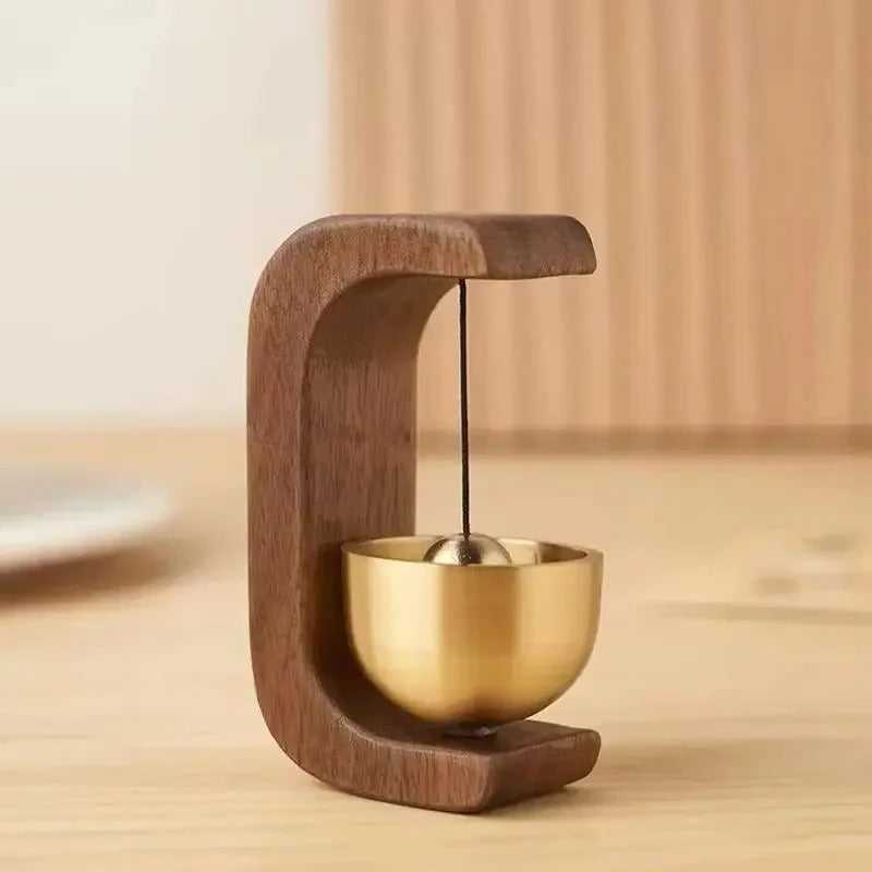 BowLift | Wireless Door Chime with Brass Bell and Wooden Frame