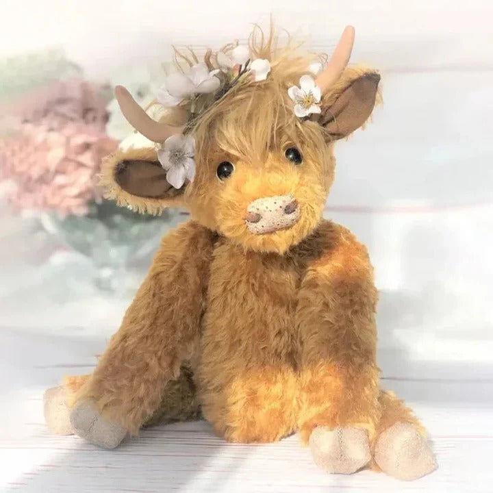 BowLift | Handcrafted Highland Cow Plush with Floral Headpiece