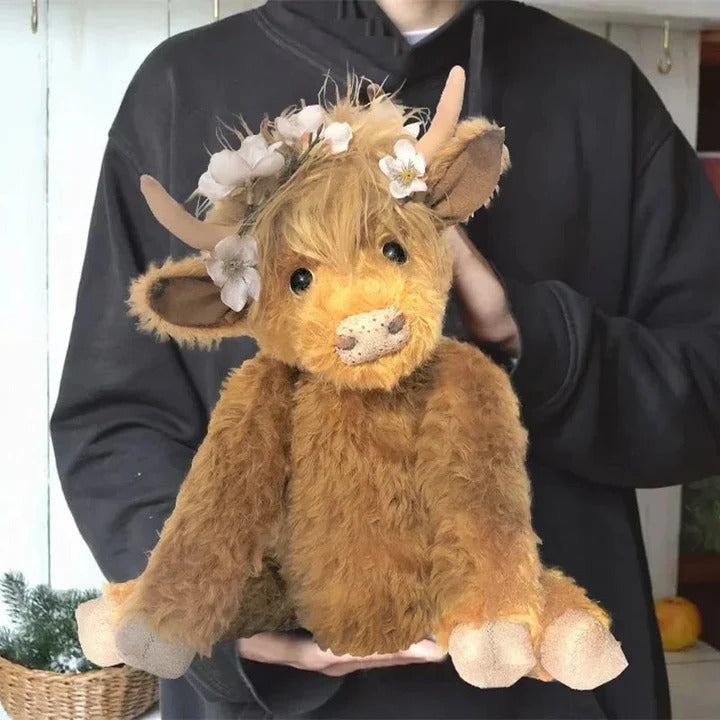 BowLift | Handcrafted Highland Cow Plush with Floral Headpiece