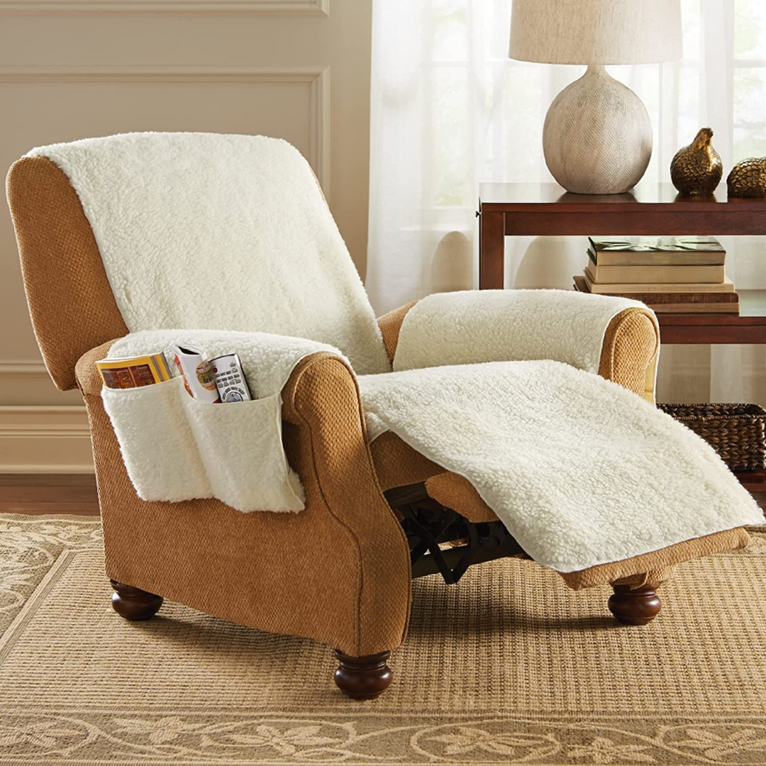 BowLift | Plush Sofa Cover Side Storage Pockets