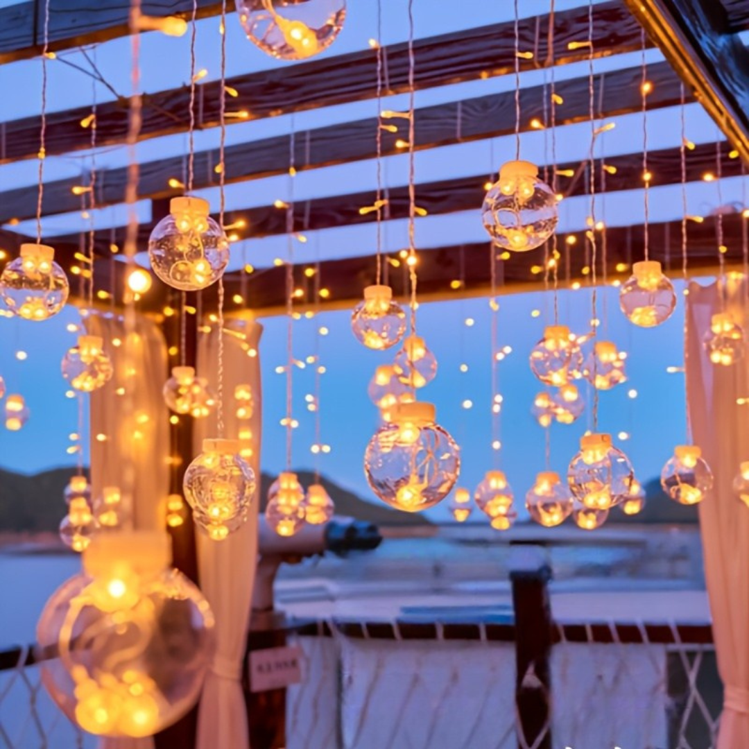 BowLift | Fairy Lights with Hanging Globe Ornaments