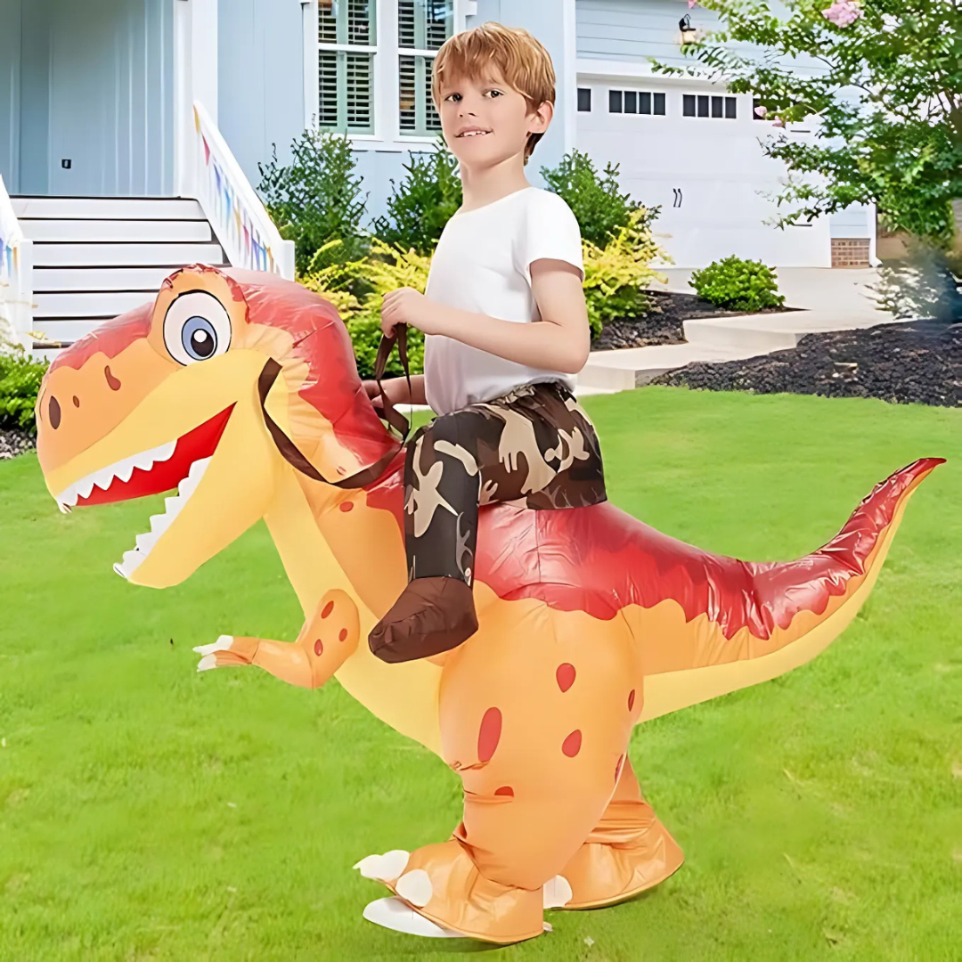 BowLift | Kids Inflatable Halloween Dinosaur Costume | Ride-On T-Rex with Fan