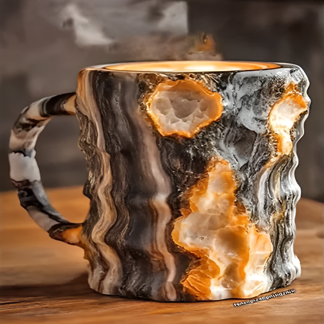 BowLift | GemCup Crystal Coffee Mug – Elegant 300ml Mineral-Inspired Glass Cup