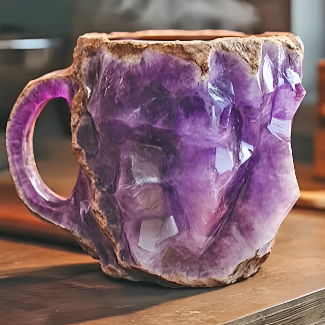 BowLift | GemCup Crystal Coffee Mug – Elegant 300ml Mineral-Inspired Glass Cup