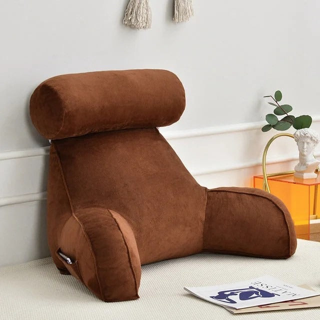 BowLift | Backrest Pillow with Arms | Adjustable Headrest, Soft Velour Cover & Ideal for Couch or Bed Relaxation
