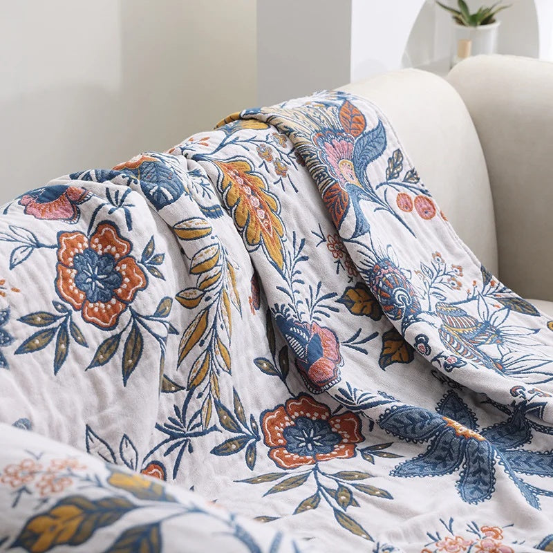 BowLift | Cotton Throw Blanket Floral Reversible Design