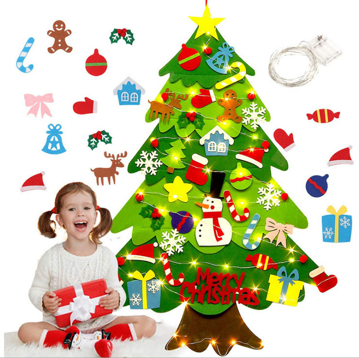 BowLift | Christmas Wall Tree with Lights and Felt Ornaments