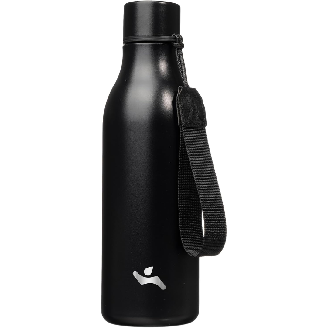 BowLift | Isolated stainless steel water bottle with strap
