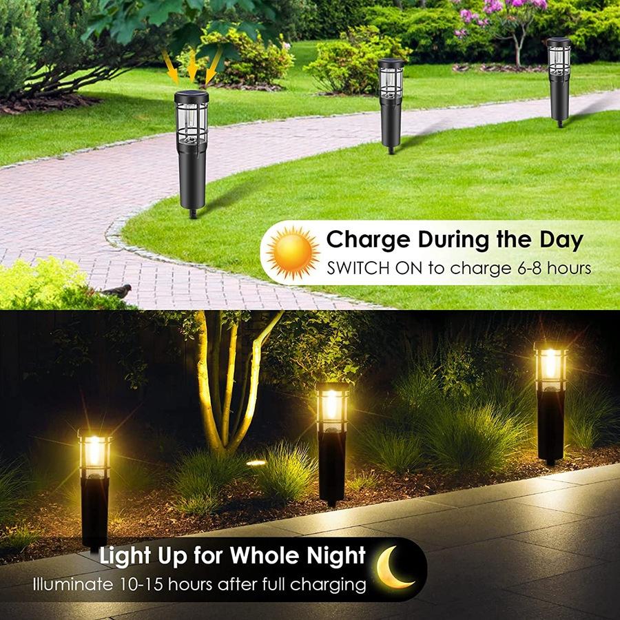 BowLift | Solar path lights, solar outdoor lights up to 14 hrs. Outdoor waterproof, IP65 waterproof solar garden lights for paths walkways