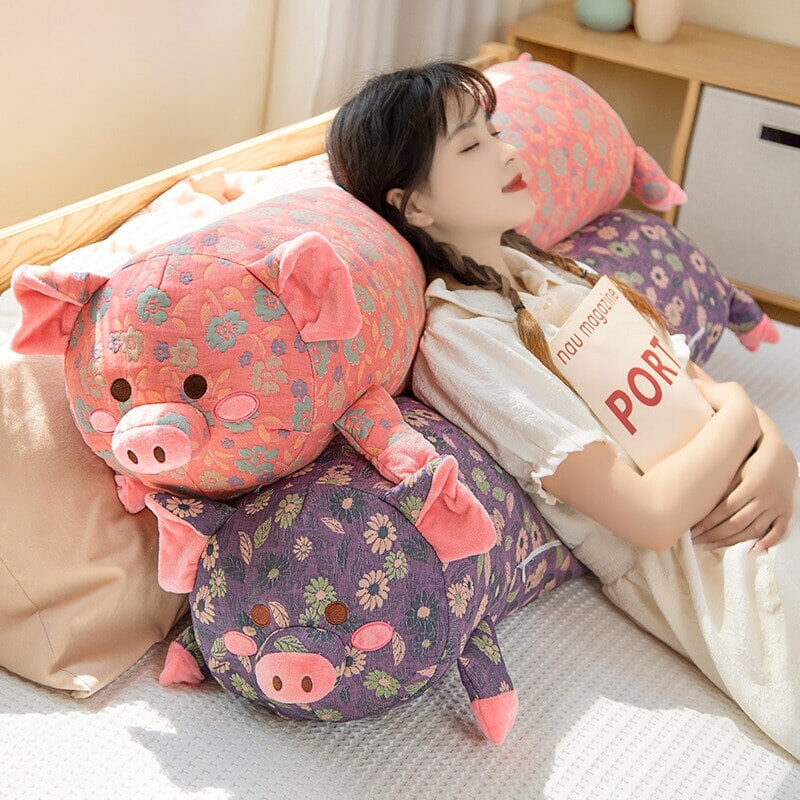 BowLift | Floral Embroidered Pig Long Snuggle Buddy