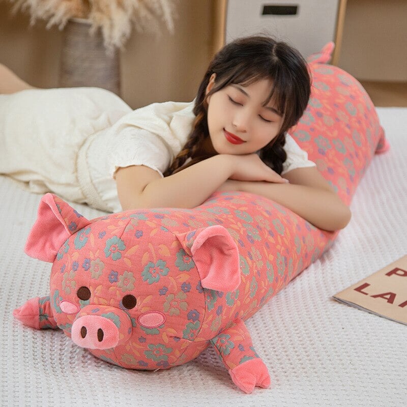 BowLift | Floral Embroidered Pig Long Snuggle Buddy