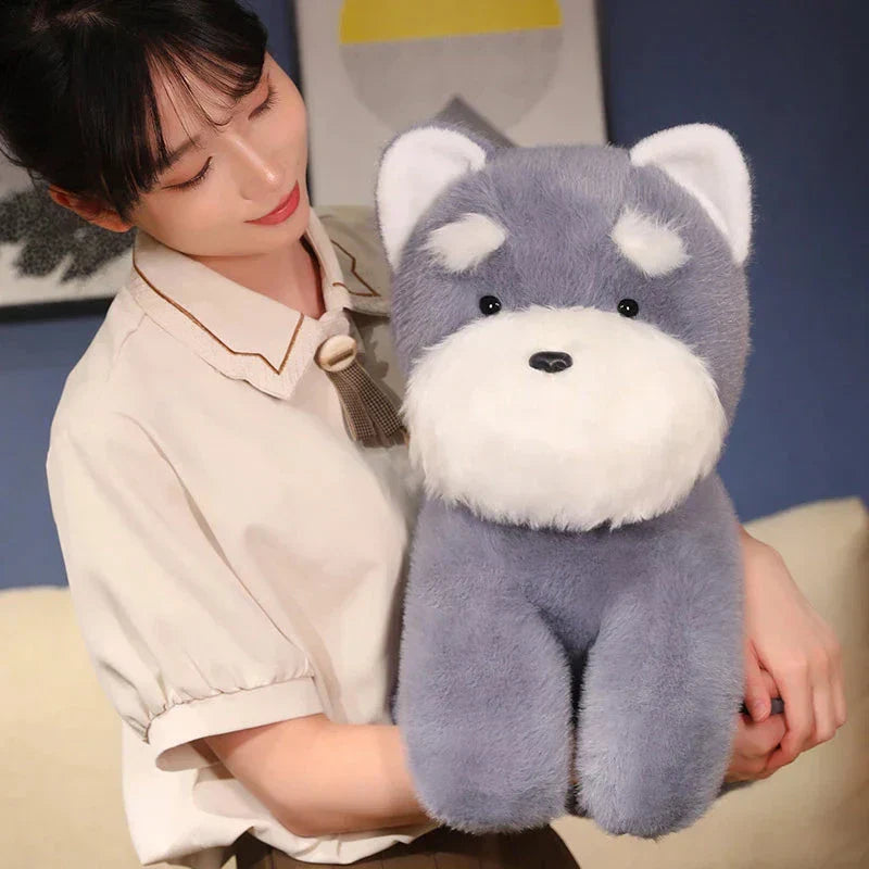 BowLift | Fluffy Gray Biege Schnauzer Dog Plushie
