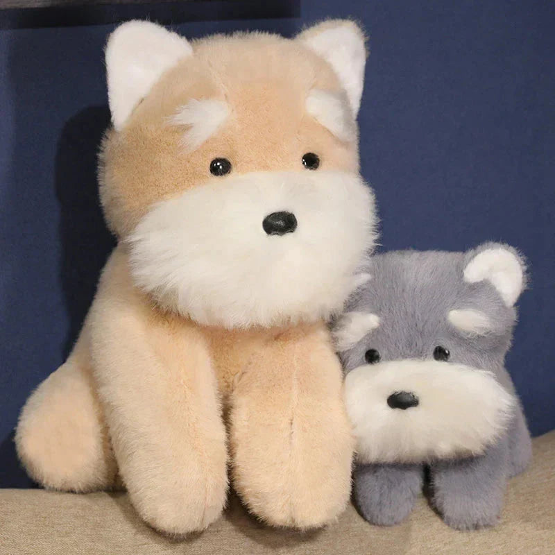 BowLift | Fluffy Gray Biege Schnauzer Dog Plushie