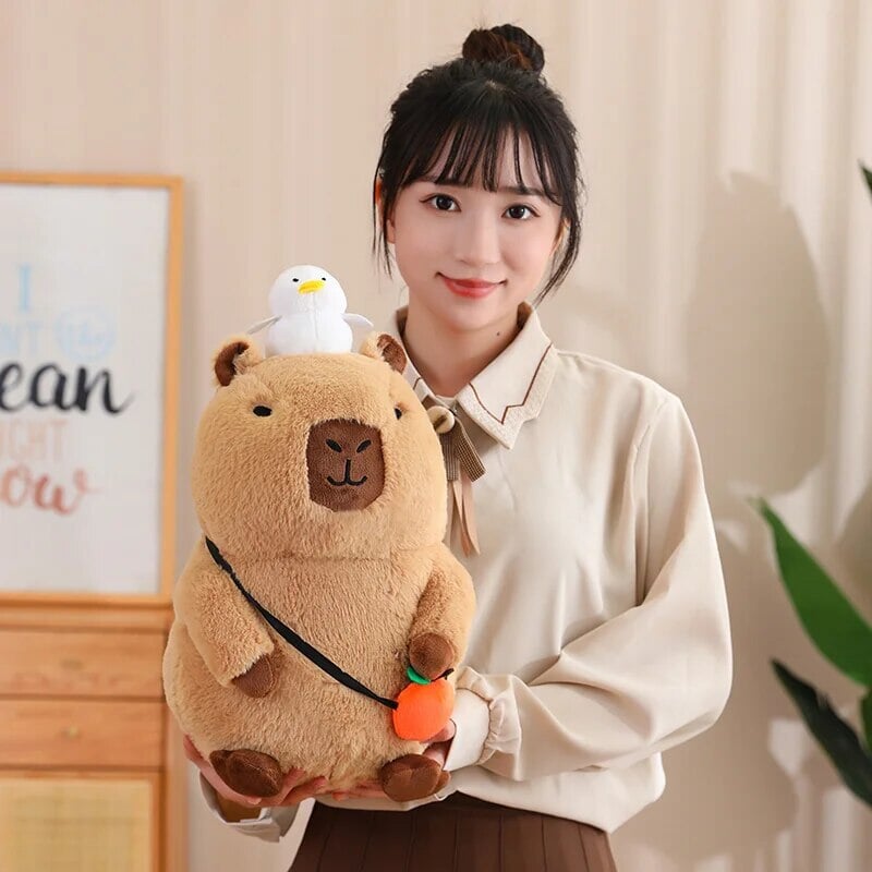 BowLift | Fluffy Sleepy Capybara with Orange Plushie
