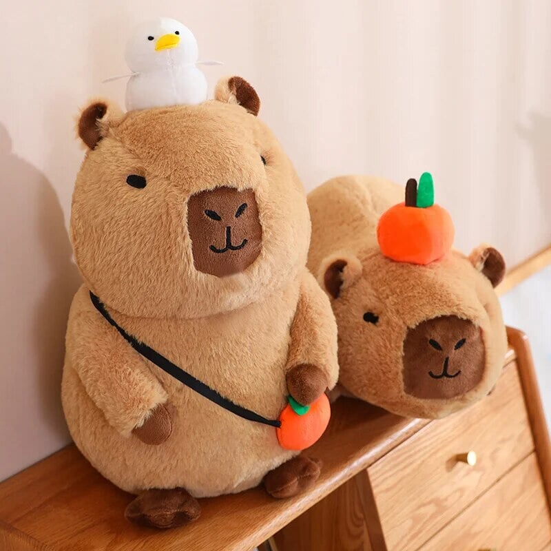 BowLift | Fluffy Sleepy Capybara with Orange Plushie