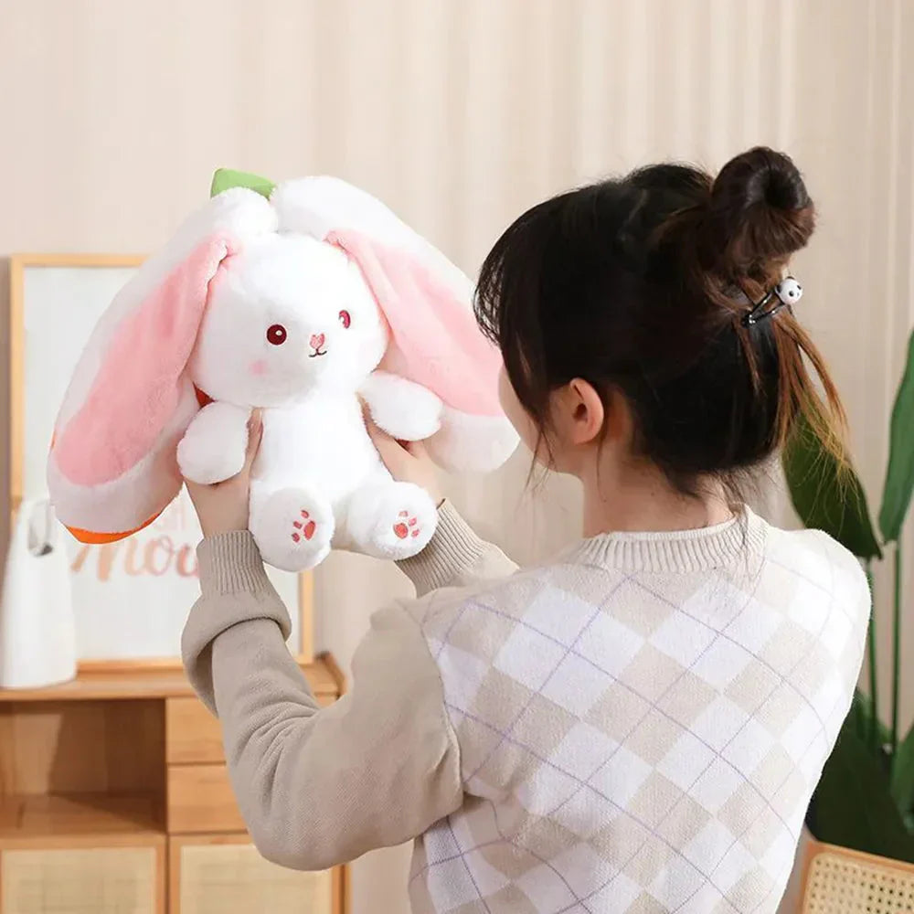 BowLift | Fluffy Strawberry Carrot Bunny Zip Up Plushie