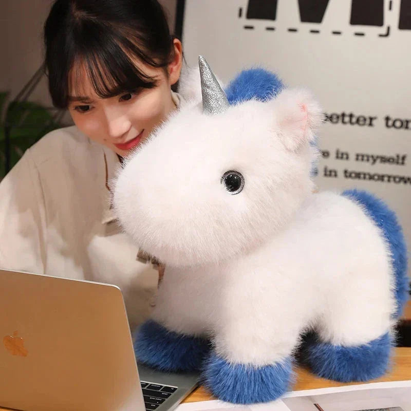 BowLift | Fluffy White Blue Purple Chibi Unicorn Plushie