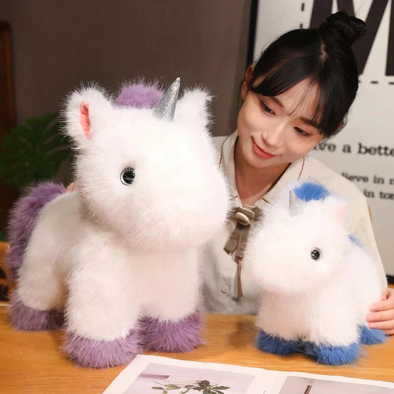BowLift | Fluffy White Blue Purple Chibi Unicorn Plushie