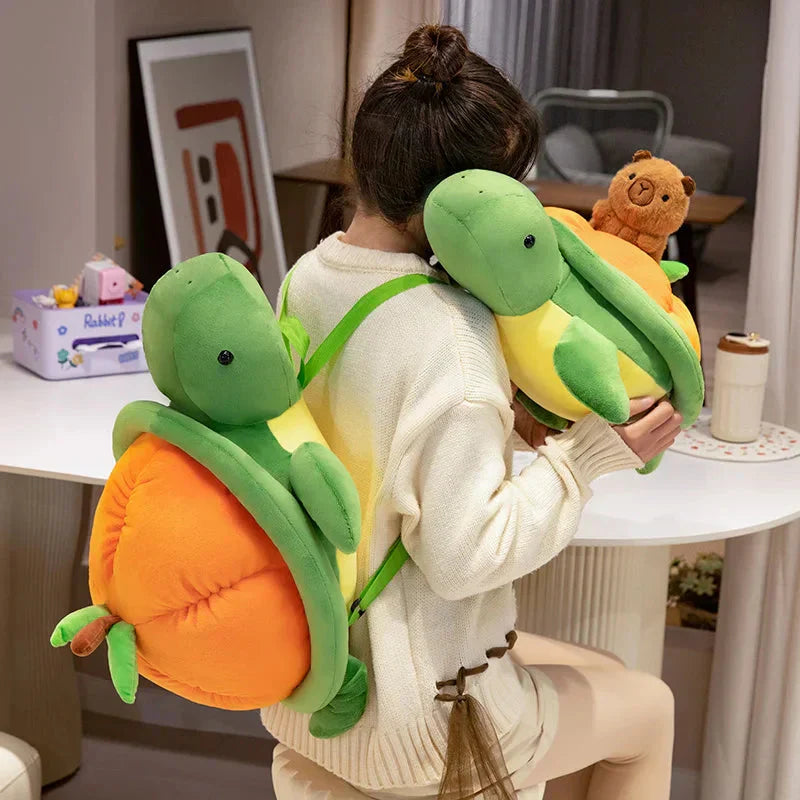 BowLift | Green Orange Turtle Plush Backpack