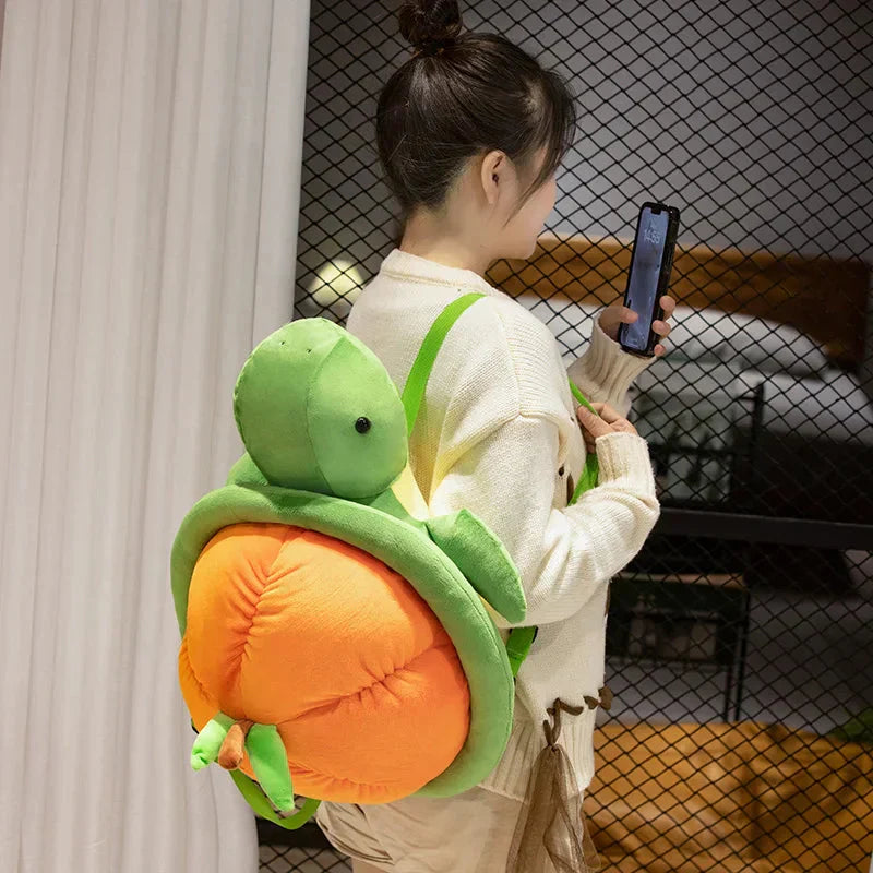 BowLift | Green Orange Turtle Plush Backpack