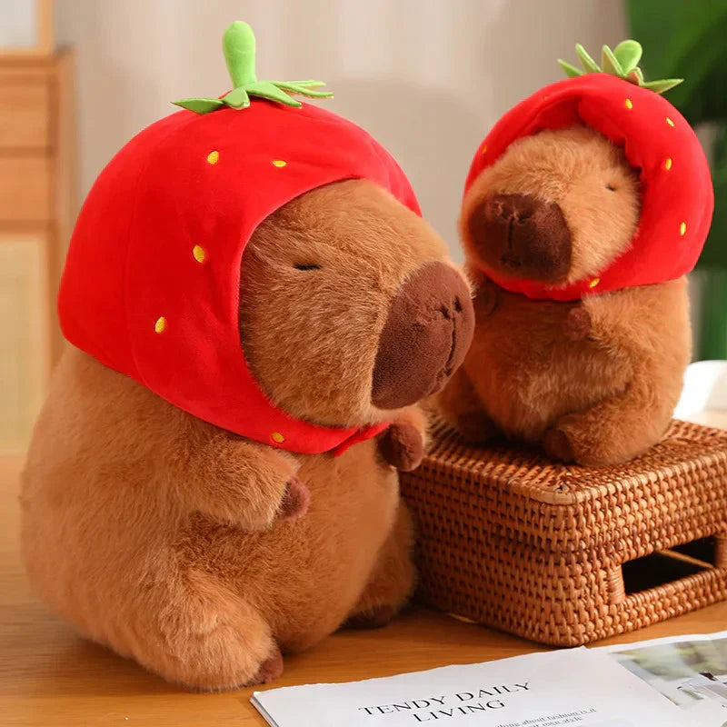 BowLift | Kawaii Capybara with Strawberry Hat Plushie
