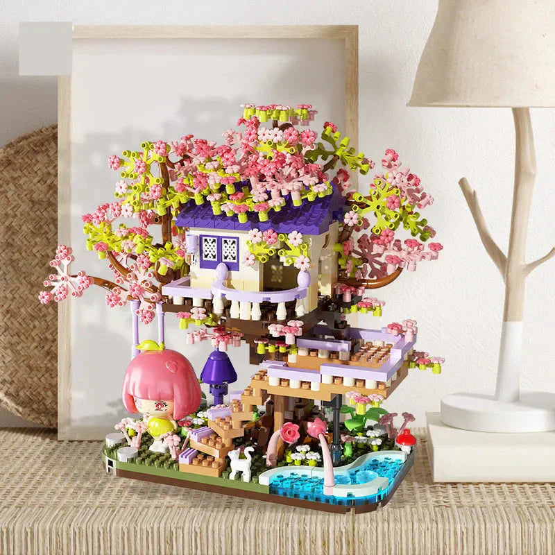 BowLift | Kawaii Sakura Cherry Blossom Purple Tree House Nano Building Set