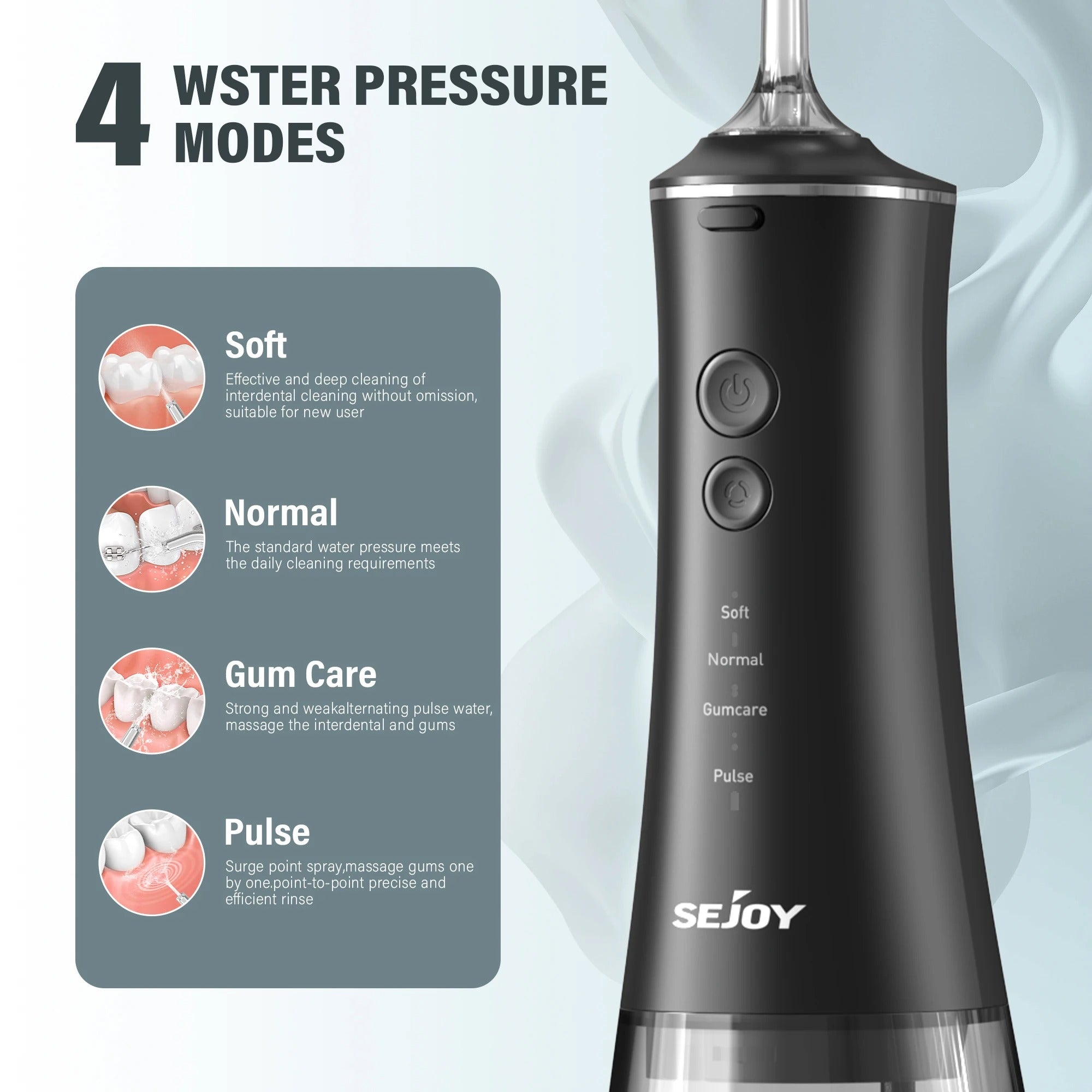 BowLift | Dental Water Flosser | Rechargeable with 4 Modes & Interchangeable Nozzles for Deep Cleaning and Gum Health