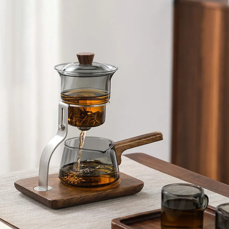 BowLift | Walnut Signature One-Key Glass Tea Set