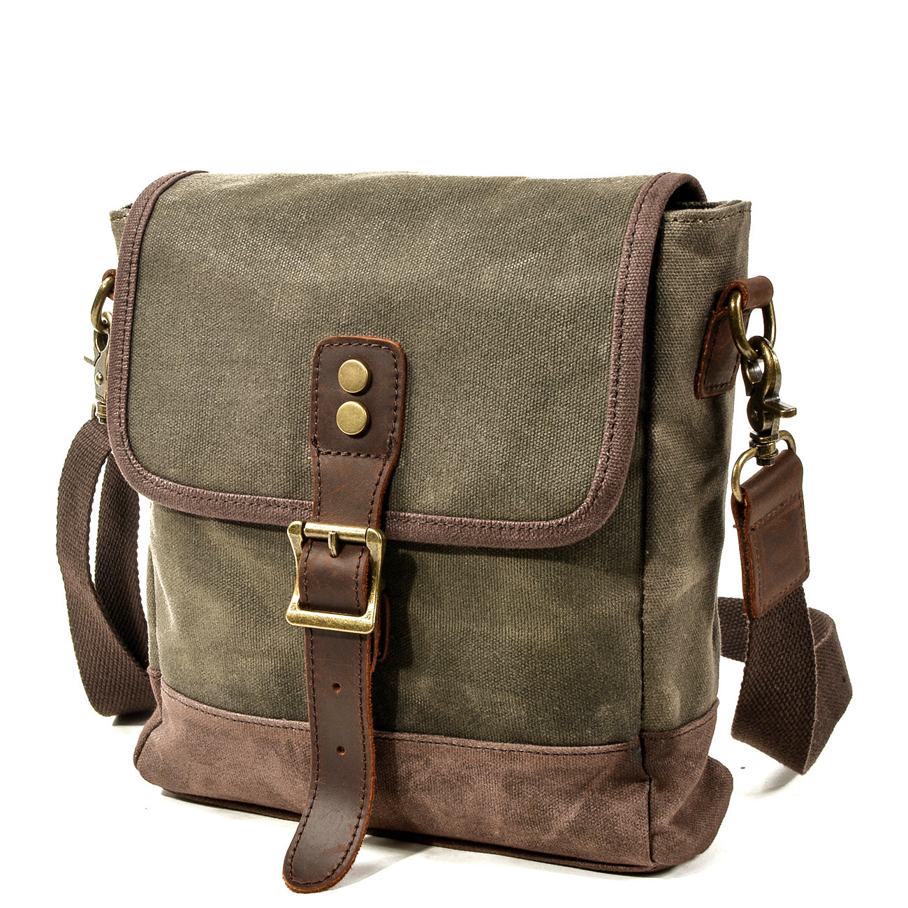 BowLift | HorizonPath - Compact Vintage Shoulder Bag - High-Quality Waxed Cotton and Full-Grain Leather