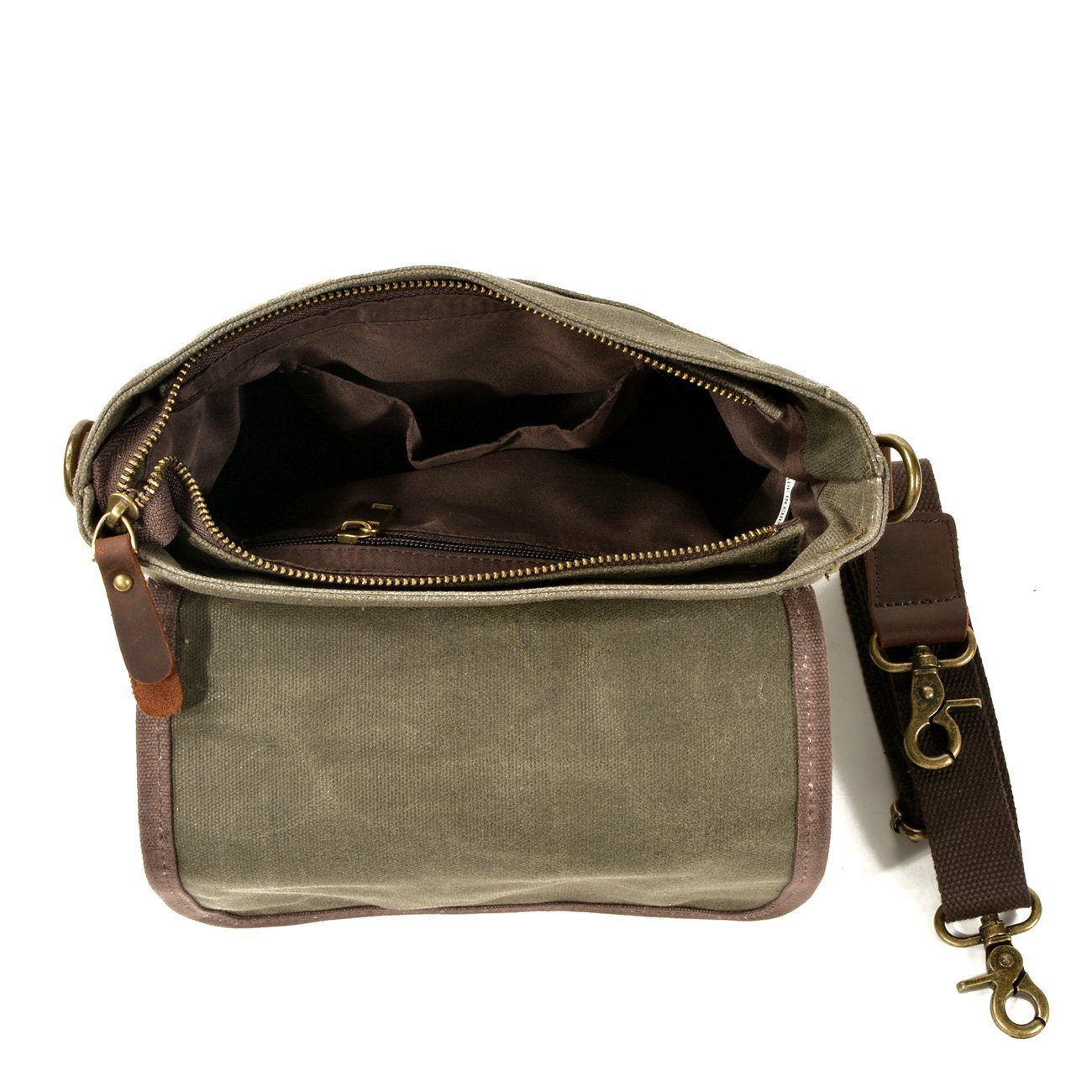BowLift | HorizonPath - Compact Vintage Shoulder Bag - High-Quality Waxed Cotton and Full-Grain Leather
