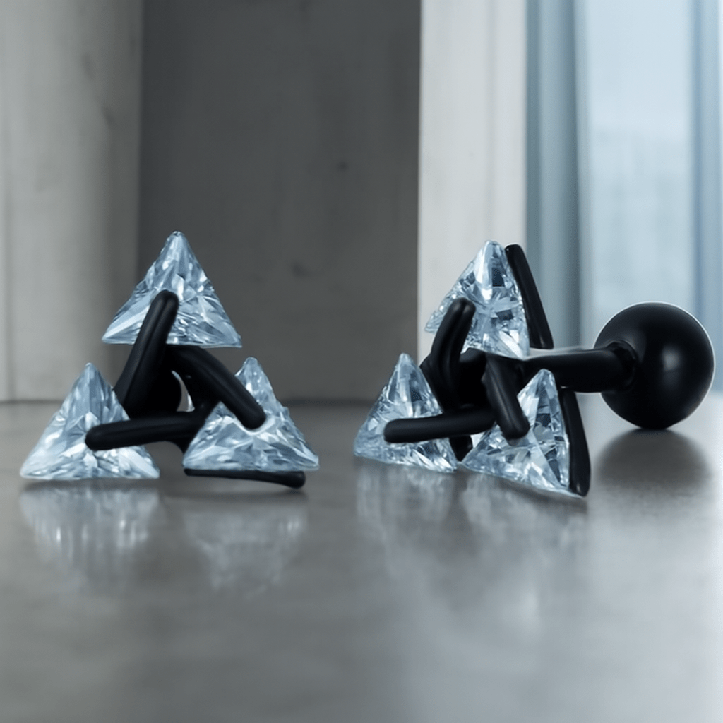 BowLift | AXIS – Silver Triangle Studs for a Modern, Chic Look
