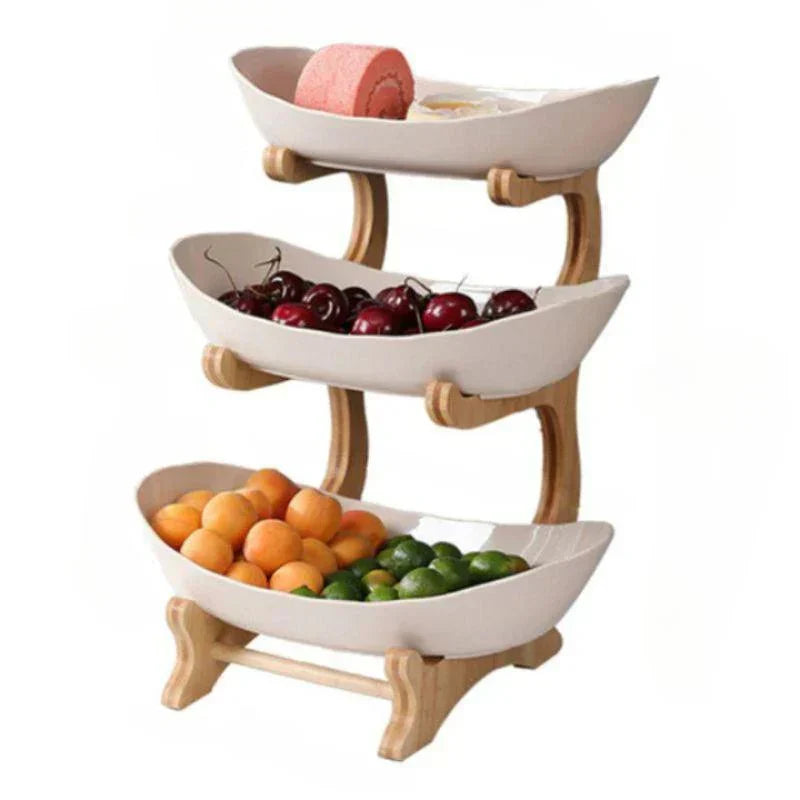 BowLift | BambuNest – Modern Bamboo Fruit Basket with Removable Trays & Multi-Tier Design