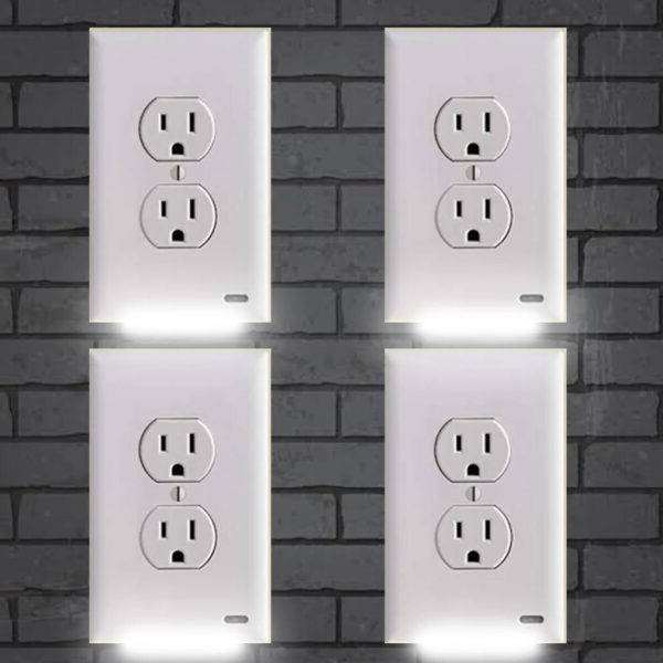 BowLift | Pack 4x LED Night Light Outlet Cover | Energy-Efficient, Automatic Sensor & Safe for Kids' Rooms