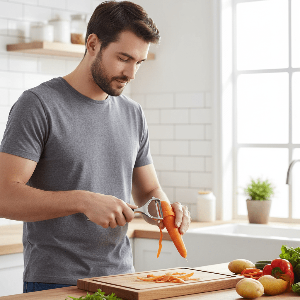 BowLift | PeelMate Pro – Comfortable, Non-Slip Stainless Steel Peeler for Effortless Prep