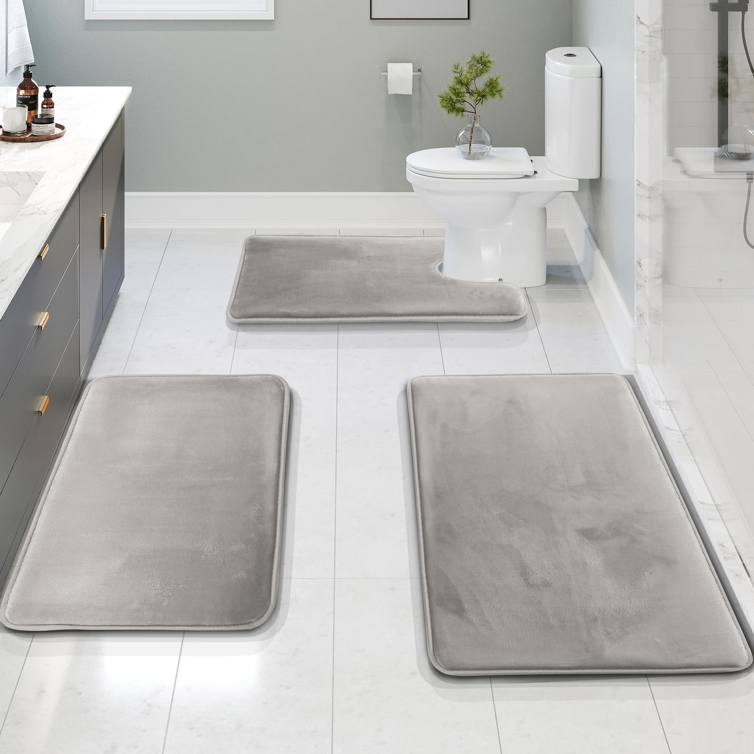 BowLift | Bath Mat Set Non Slip Memory Foam